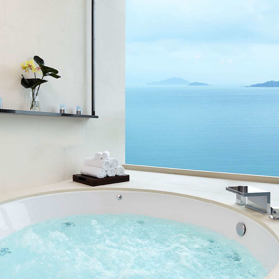 View from bathtub, Auberge Discovery Bay